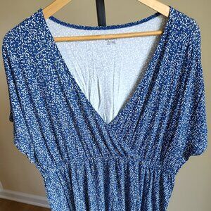 Amazon Essentials Short Sleeve Blue & White Flower Dress - Size XXL
